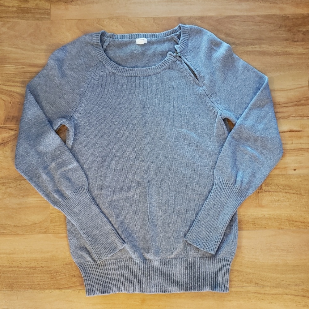 J CREW womens grey knit sweater zipper neck S